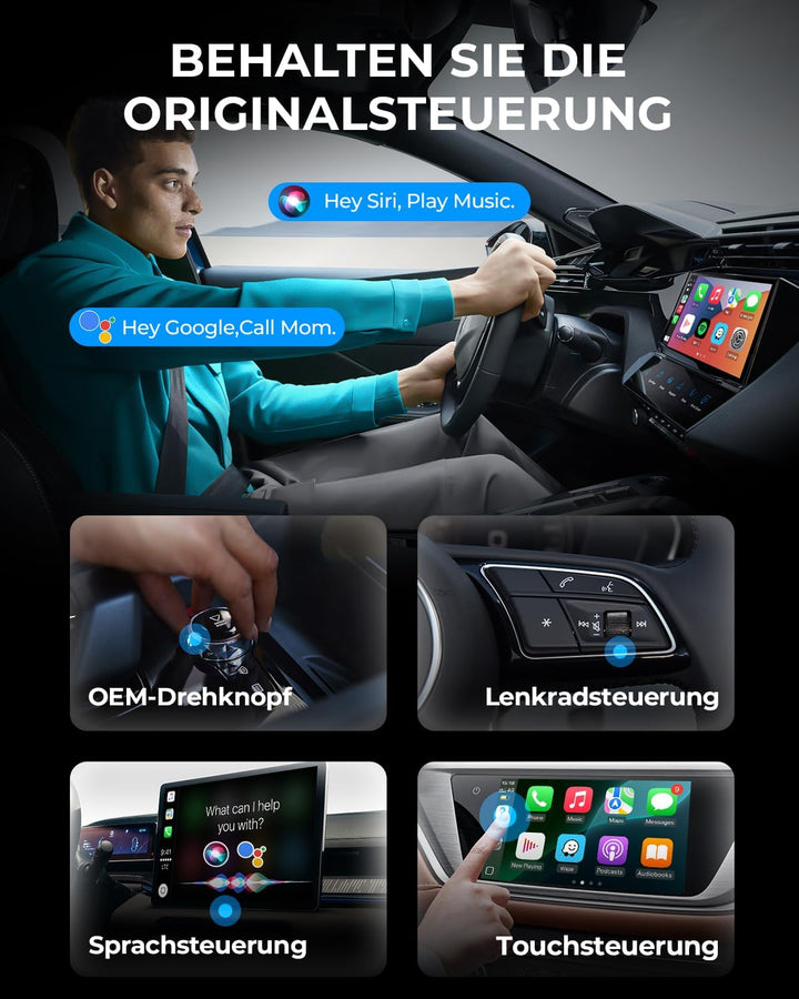 AuroraLink Wireless Carplay & Android Auto Wireless Adapter 2 in 1 Fast & Stabiler Carplay Wireless