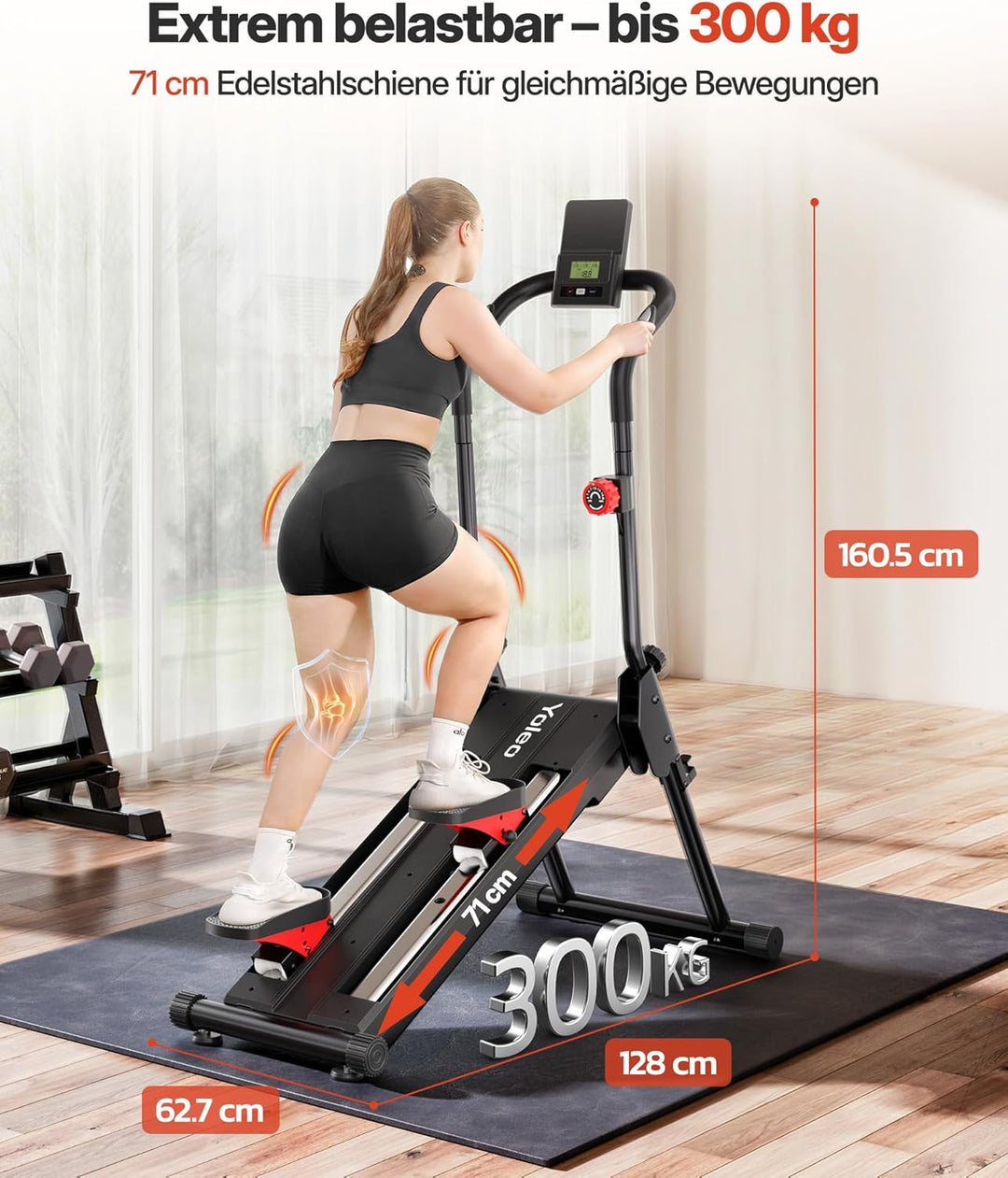 YOLEO Profi Stair Stepper mit Magnetwiderstand, 16-stufiger Treppensteiger für Zuhause, klappbares C