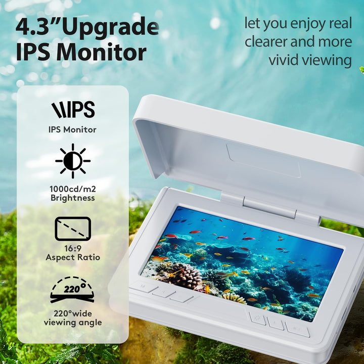 FourQ Underwater Fishing Camera,Fishing Camera Ice vexilar Fish find 4.3inch Hd 1080p LCD Display Un