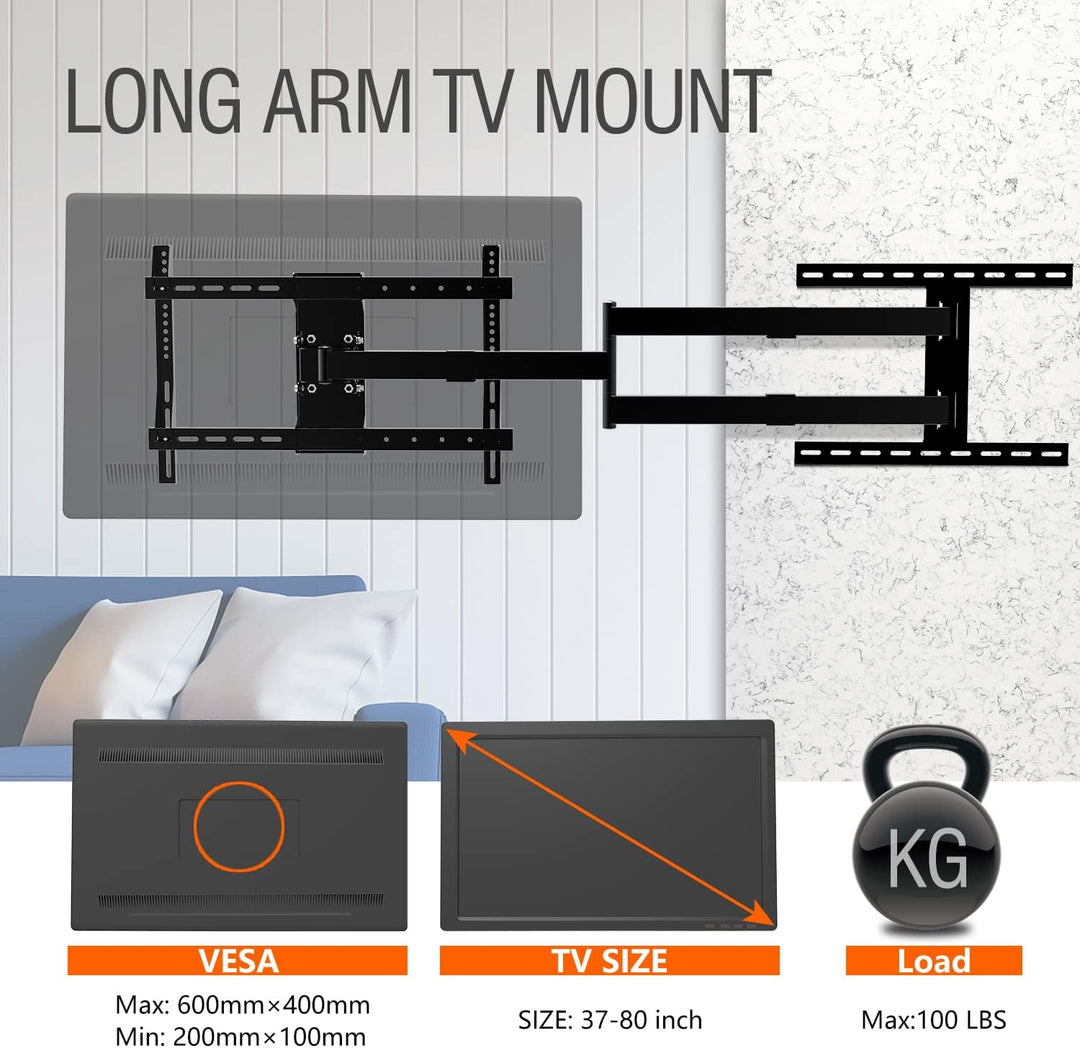 TV Wandhalterung Schwenkbar Mit 1200 mm Extra Langem Gelenkarm Wandhalterung Fernseher für 37-75 Zol