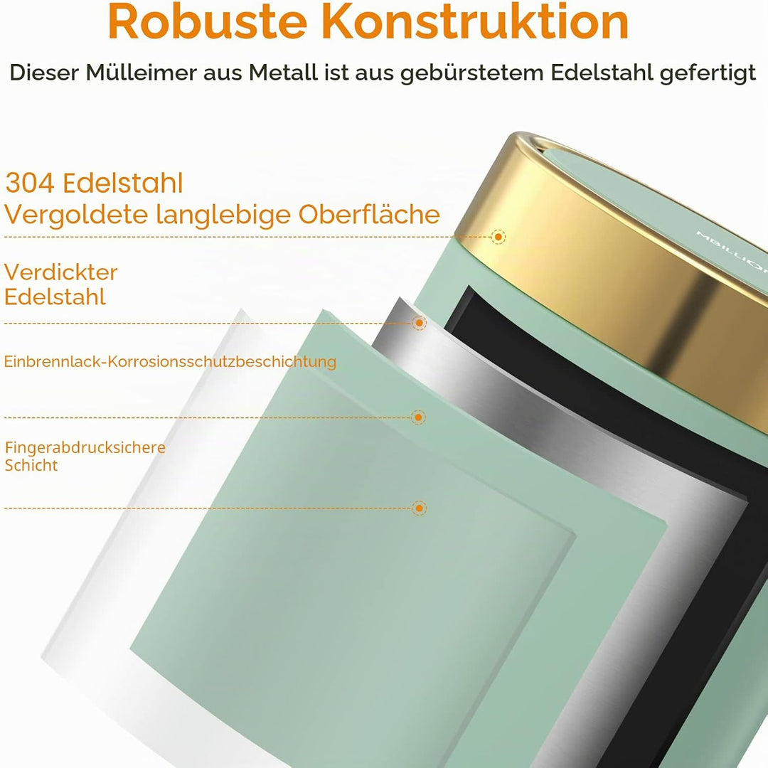 Mbillion Mini-Mülleimer mit Deckel, kleiner Schreibtisch-Mülleimer, niedlicher Metall-Mülleimer für
