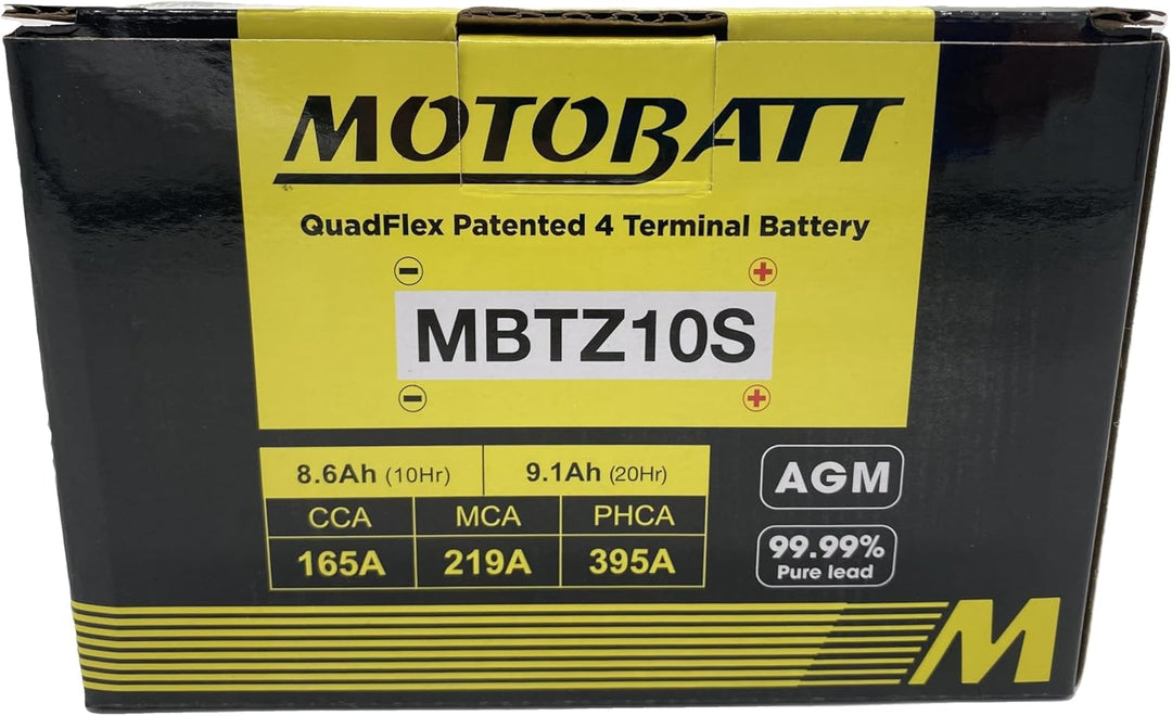 MotoBatt MBTZ10S (12V 8.6 Amp) 140CCA Factory Activated QuadFlex AGM Battery