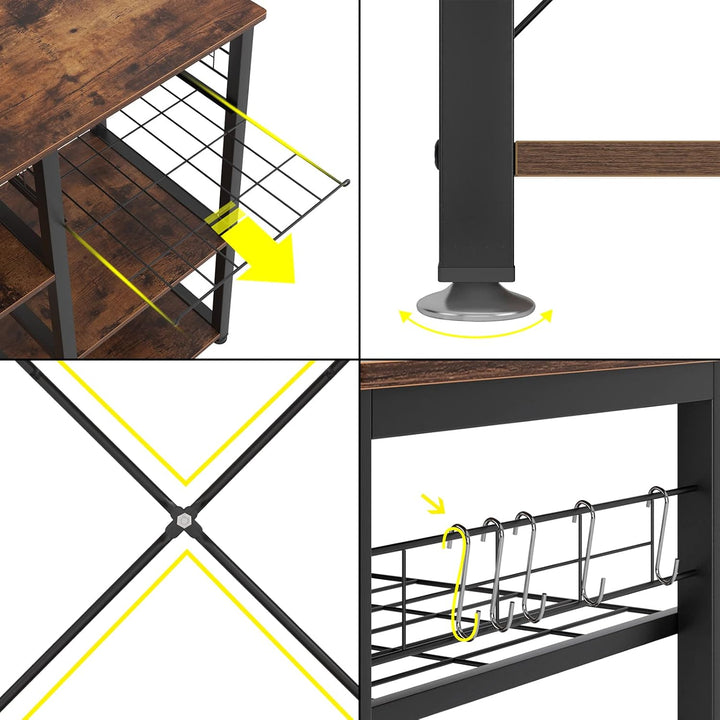 SogesHome Küchenregal Bäcker Regal Standregal 3 Ablage Halter Küchen regallagerung Küchenwagen Servi