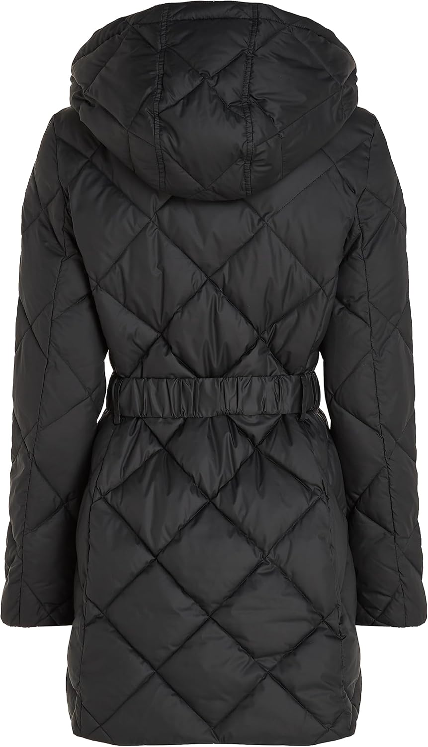 Tommy Hilfiger Damen Daunenmantel Belted Quilted Winter XXS Schwarz (Black), XXS Schwarz (Black)