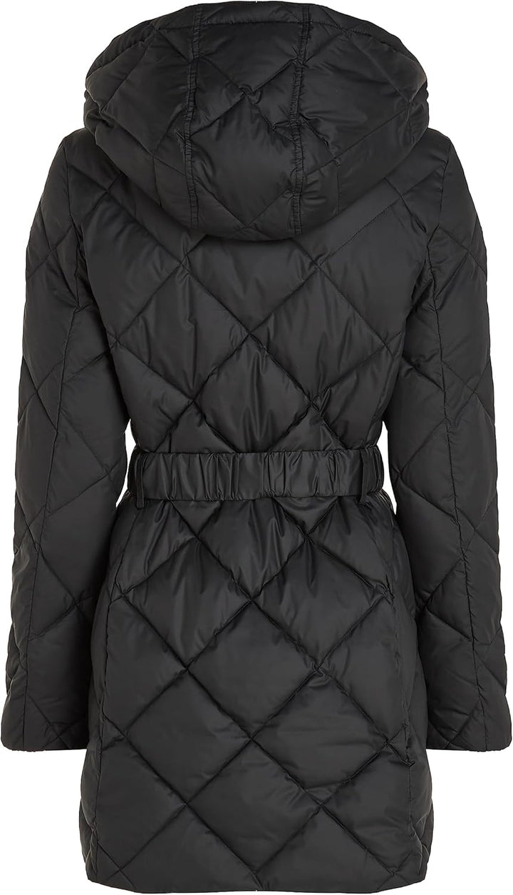 Tommy Hilfiger Damen Daunenmantel Belted Quilted Winter XXS Schwarz (Black), XXS Schwarz (Black)