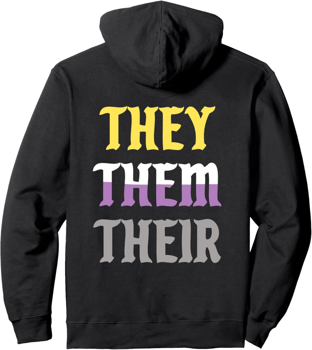 They Them Their Pronomen LGBTQ Non-Binary Pride Pullover Hoodie