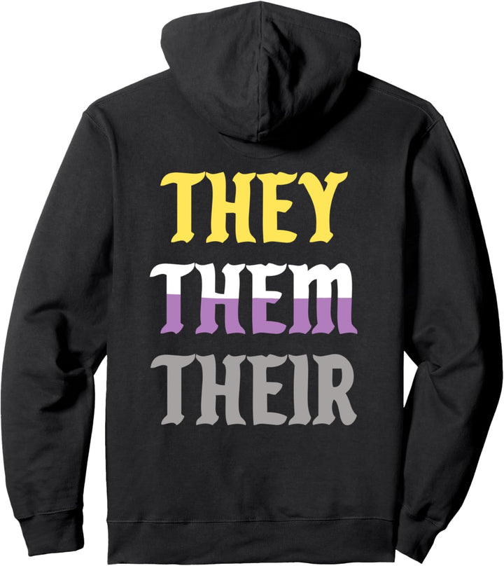 They Them Their Pronomen LGBTQ Non-Binary Pride Pullover Hoodie