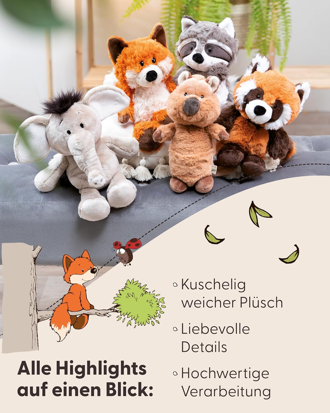 NICI Kuscheltier Fuchs Fridalie 25cm orange - Stofftier aus weichem Plüsch, niedliches Plüschtier zu