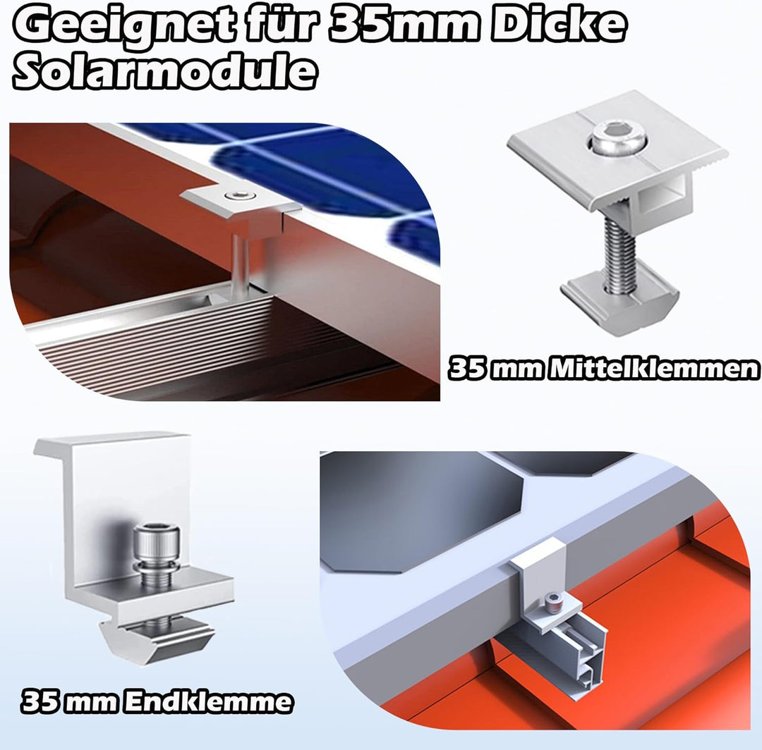 Photovoltaik Solar Halterung Ziegeldach Befestigungssystem 2 Module, Solarmodul Halterung Ziegeldach