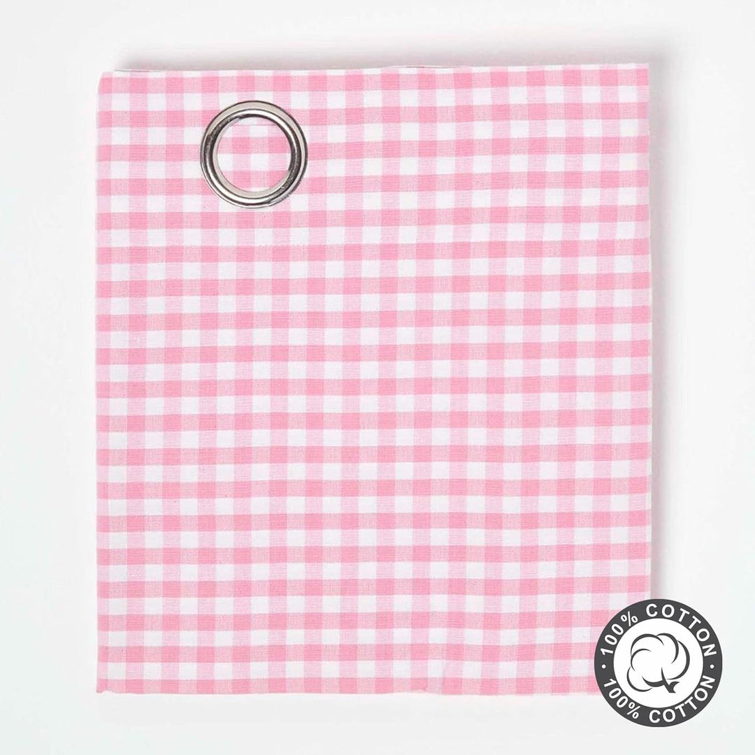 HOMESCAPES handgewobener Vorhang Ösenvorhang Dekoschal Gingham im 2er Set, 117 x 137 cm, 100% Reine