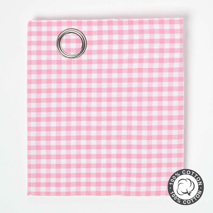 HOMESCAPES handgewobener Vorhang Ösenvorhang Dekoschal Gingham im 2er Set, 117 x 137 cm, 100% Reine