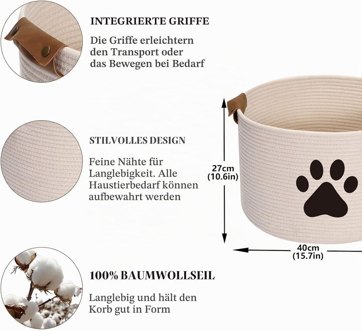 Morezi Hundespielzeug Aufbewahrungskorb，Hunde spielzeugkorb,Aufbewahrungskorb aus Baumwollseil, idea