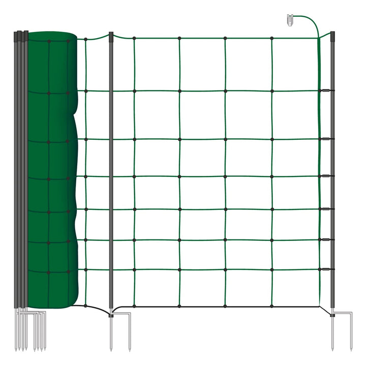 VOSS.farming Schafnetz Classic+ 50m 90cm Elektronetz 20 Pfähle 2 Spitzen grün, Weidezaunnetz Hundeza