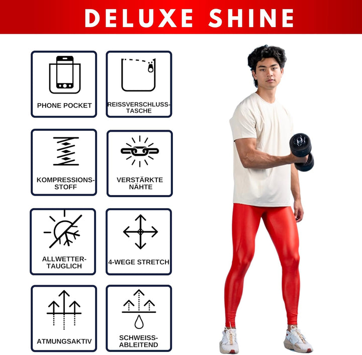 Kapow Meggings: Glänzende, Lange Herren Performance Leggings mit Kompression für Sport wie Fitness,