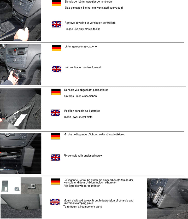 KUDA 091775 Halterung Kunstleder schwarz für Mercedes C-Klasse (W204/S204) ab 04/2007 bis 04/2010, 0