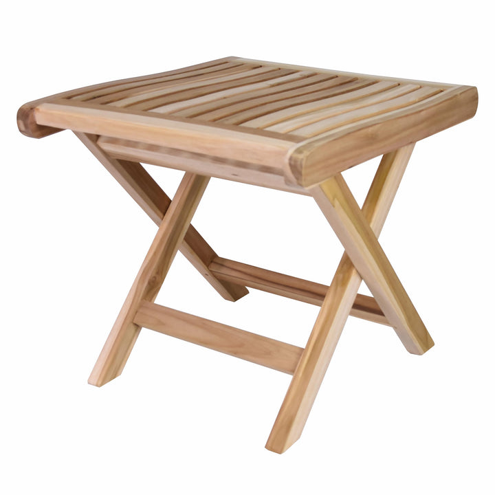 Divero Klapp-Hocker MASIRA aus Teak Holz unbehandelt - Farbe: Natur-Braun