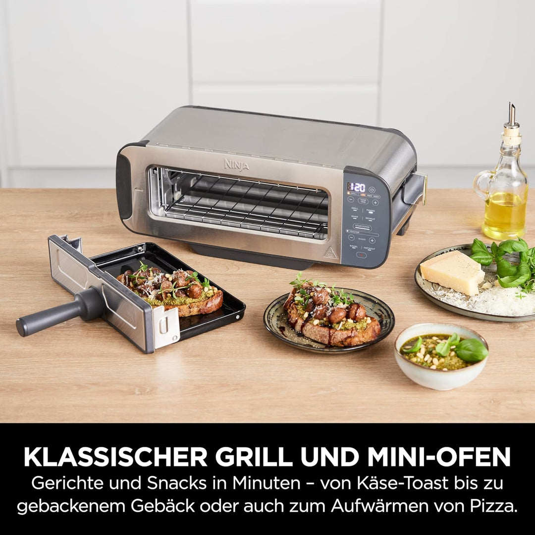 Ninja Foodi 3-in-1 Toaster, Elektrogrill mit Deckel, Panini-Presse mit Flip-Design, 7 Kochfunktionen