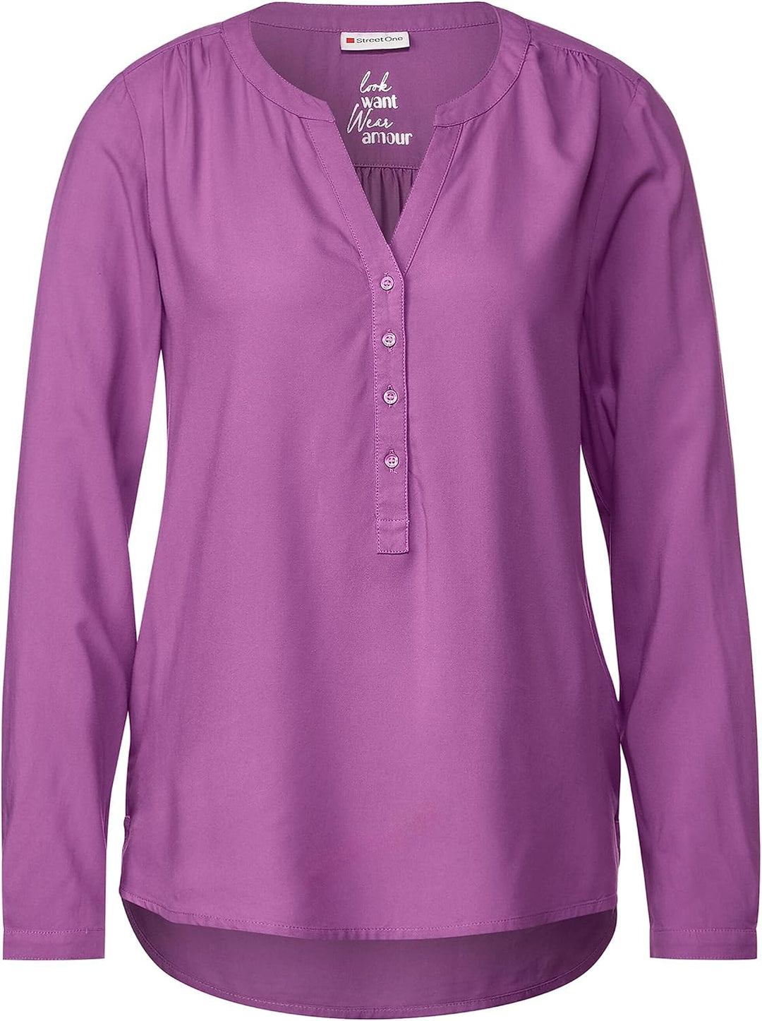 Street One Damen Bluse in Unifarbe 38 Meta Lilac, 38 Meta Lilac