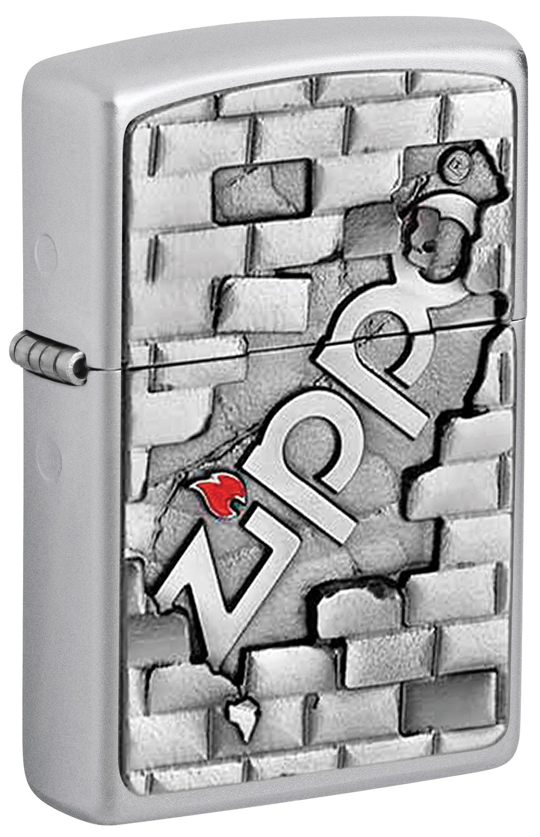 Zippo Feuerzeug 2003963 The Wall Benzinfeuerzeug, Messing, Edelstahloptik, 1 x 3,5 x 5,5 cm