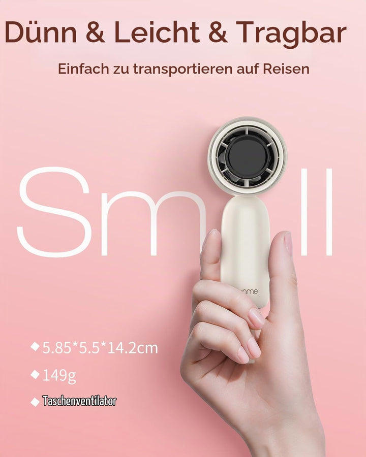 Tragbarer Hand-Turboventilator [max. 18 Stunden Kühlzeit Schwarz, Schwarz