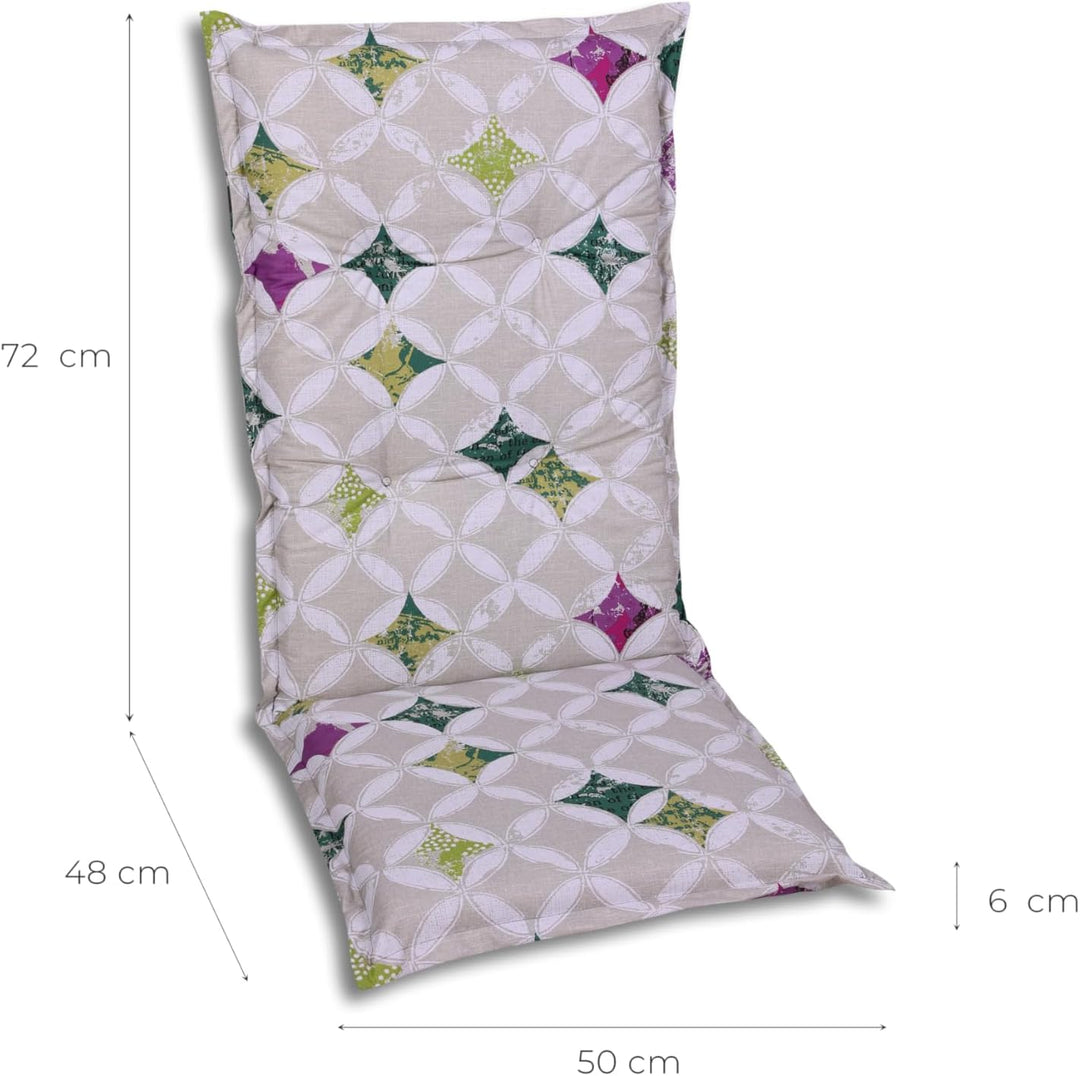 Bequeme und attraktive Polsterauflagen für Hochlehner-Gartenstühle (4er-Set, Colibri grün, Hochlehne