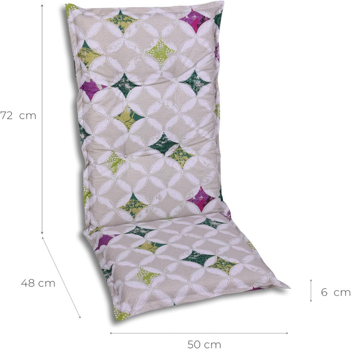 Bequeme und attraktive Polsterauflagen für Hochlehner-Gartenstühle (4er-Set, Colibri grün, Hochlehne