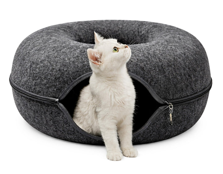 PAWSAGE® Katzentunnel Filz, XL Katzenhöhle aus Filz, Katzendonut, Katzen Filzhöhle 60 * 60 * 28, Kat
