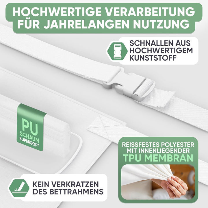 Blumtal Set Liebesbrücke für Matratzen + Matratzenkeil bis 240 cm Gesamtbreite - wasserdichter Matra