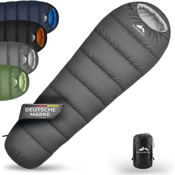 Schlafsack [Ultraleicht] 3 Jahreszeiten Sommer & Winter, kleines Packmass, Komfort, 210x75 cm, leich