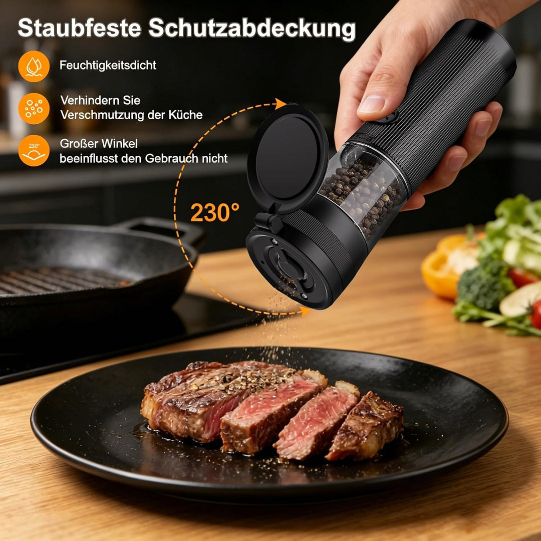 Elektrische Salz und Pfeffermühle Set mit USB Ladebasis,100ml Grosses Fassungsvermögen,Elektrisch Ge