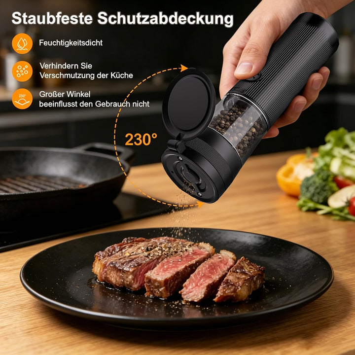 Elektrische Salz und Pfeffermühle Set mit USB Ladebasis,100ml Grosses Fassungsvermögen,Elektrisch Ge