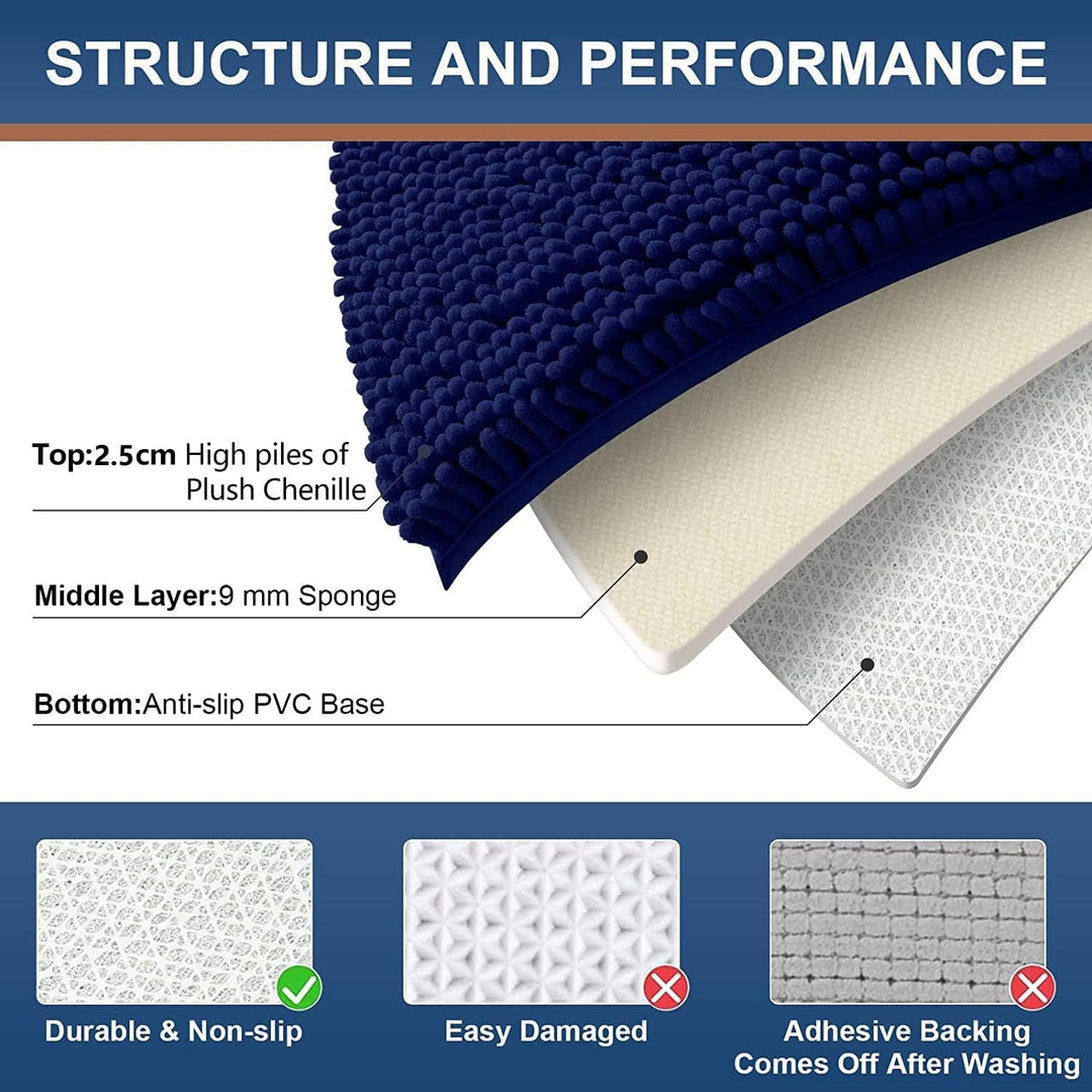 Homaxy rutschfeste Badematte Mikrofaser Chenille Badezimmer Badteppich Saugfähige Hochflor Badvorleg