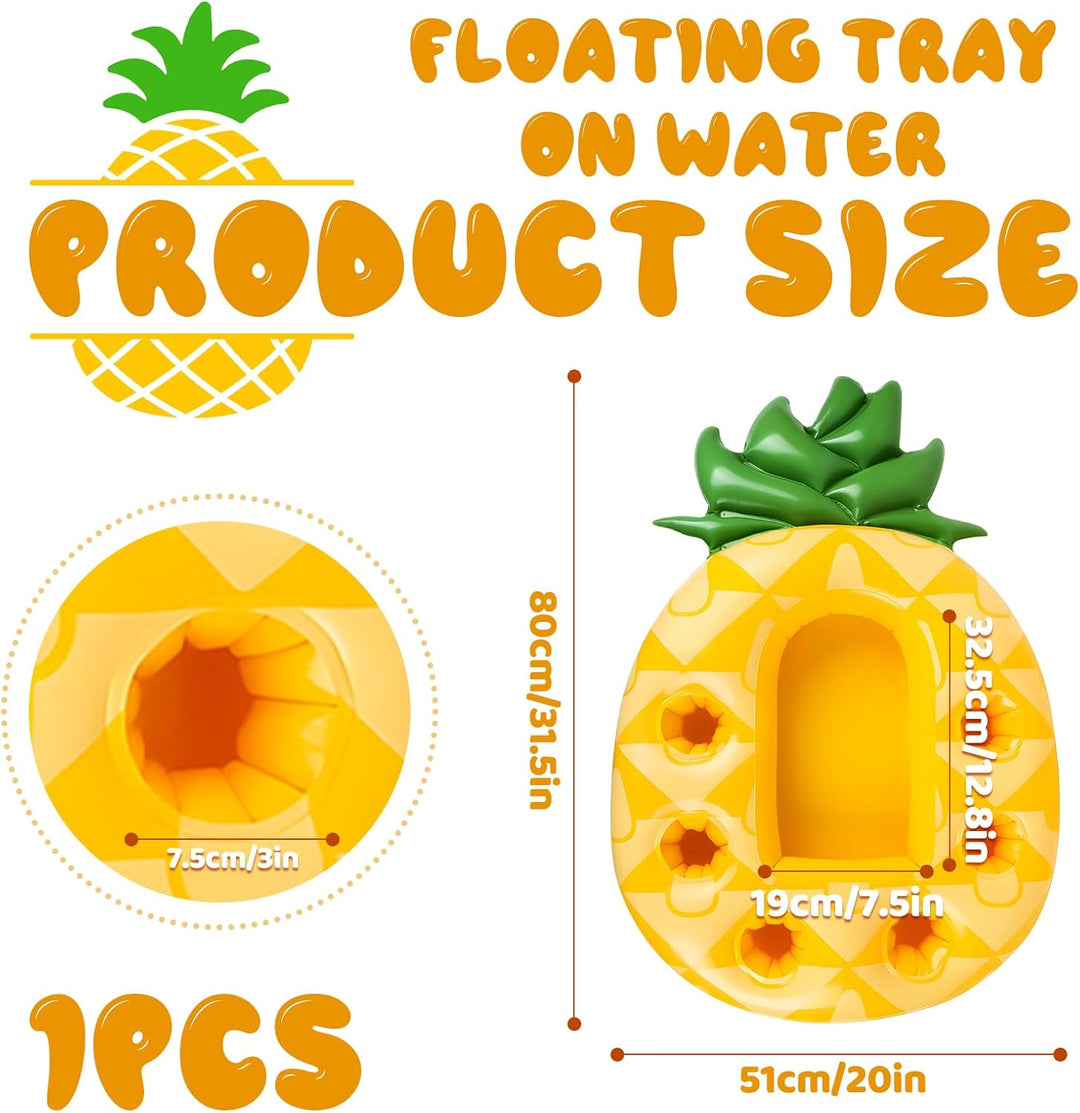 dellyy Pineapple Aufblasbare Getränkehalter, Pool 2in1 Getränke und Snackhalter, Aufblasbarer Geträn