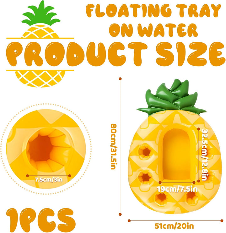 dellyy Pineapple Aufblasbare Getränkehalter, Pool 2in1 Getränke und Snackhalter, Aufblasbarer Geträn