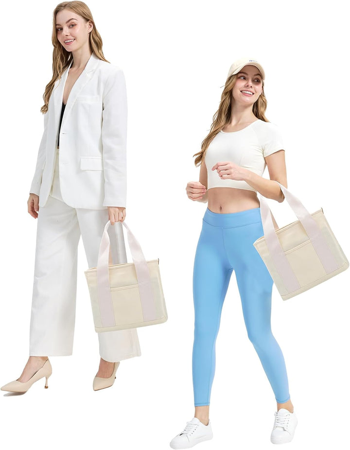 Damen Mittelgross Handtasche Canvas Satchel Tote Bag Schultertasche Shopper für Bücher Alltag Arbeit