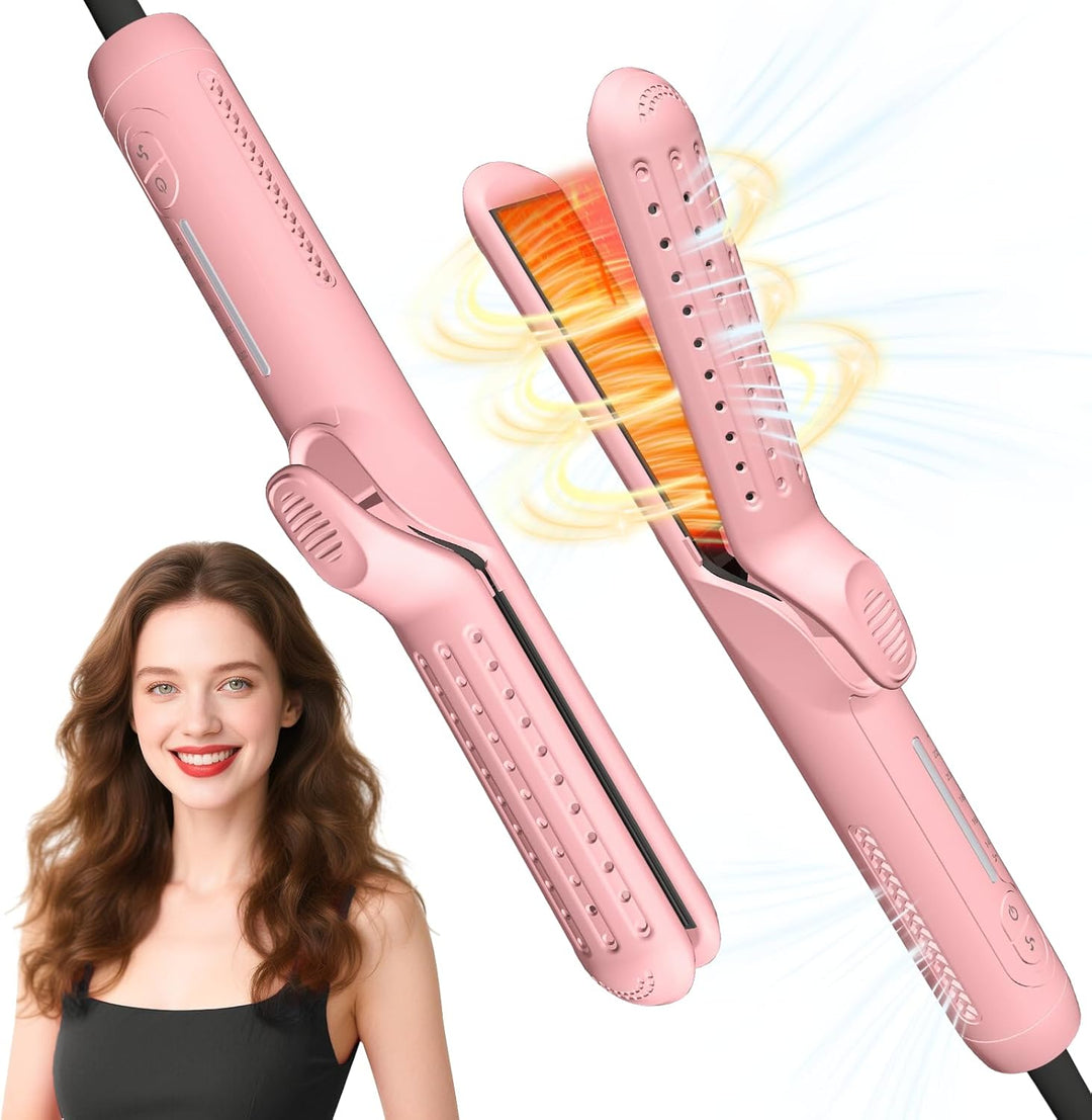 Air Lockenstab und Glätteisen 2-in-1, 360° Kaltluft-Welleneisen für Haare, Schnelle Locken, Ionen Cu