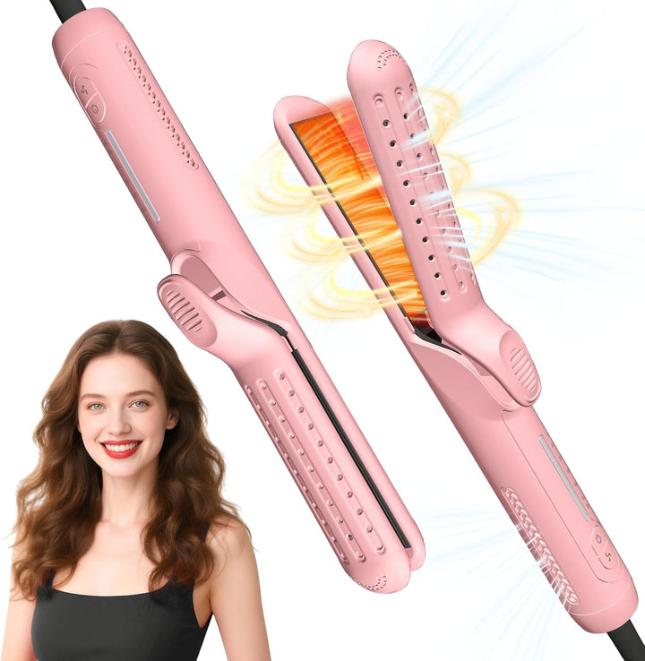 Air Lockenstab und Glätteisen 2-in-1, 360° Kaltluft-Welleneisen für Haare, Schnelle Locken, Ionen Cu