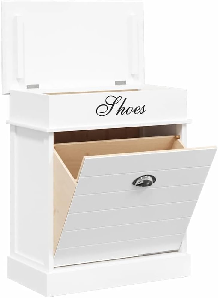 vidaXL Paulownia Holz Schuhschrank 1 Kipper Schuhkipper Schuhregal Regal Schuhablage Schuhaufbewahru
