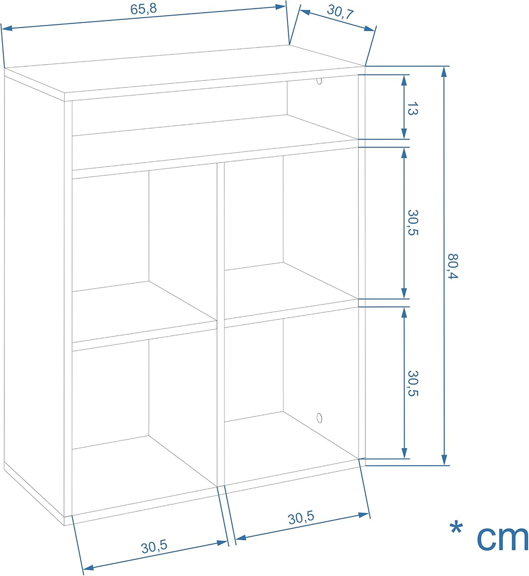 KOMTO Regal Beton - Bücherregal Standregal Würfelregal Büroregal 65,8 х 30,7 х 80,4 cm Bücherschrank