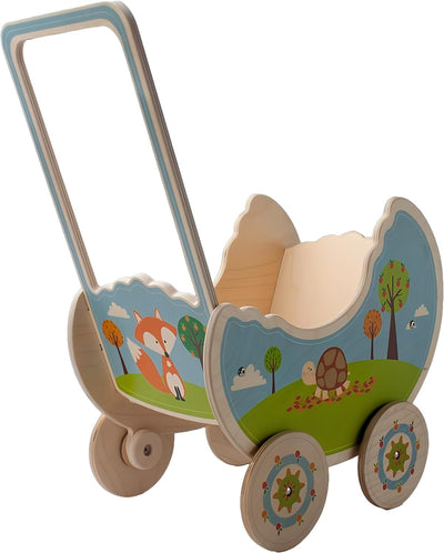 Dida - Der Puppenwagen Aus Holz Dekoration Tiere Im Wald ist EIN Holzpuppenwagen Zum Schieben Der Pu