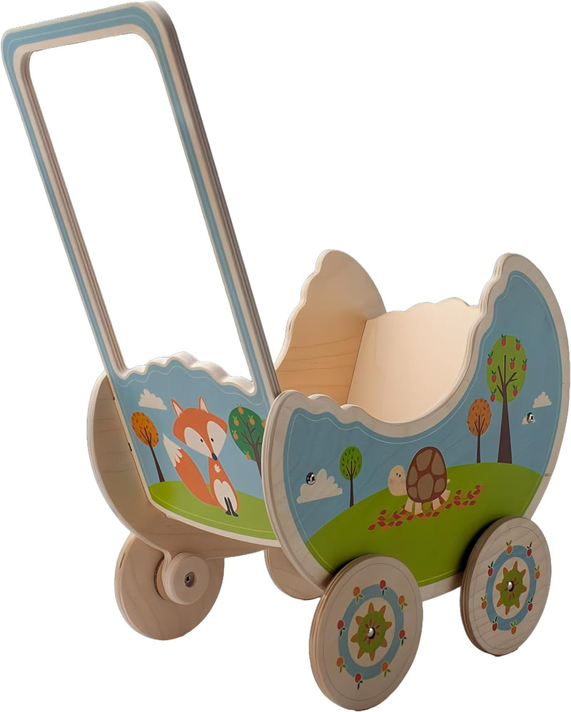 Dida - Der Puppenwagen Aus Holz Dekoration Tiere Im Wald ist EIN Holzpuppenwagen Zum Schieben Der Pu