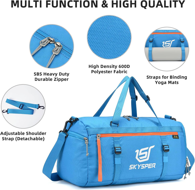 SKYSPER Sporttasche für Damen und Herren mit Schuhfach & Nassfach,Kleine Reisetasche Duffle Bag für