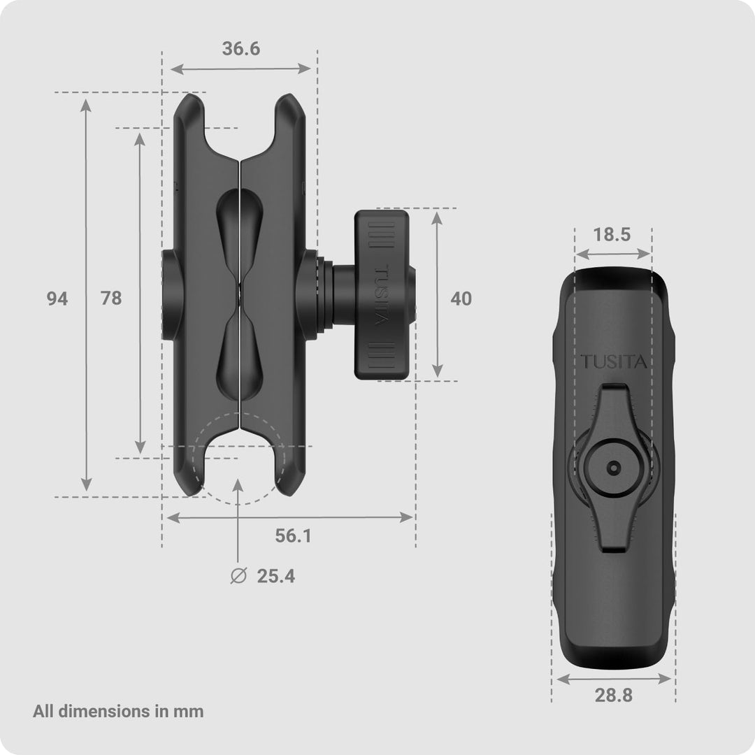 TUSITA Doppel-Arm für Steckerhalterung 1" - B-Grösse Mittel Medium Arm, Medium Arm