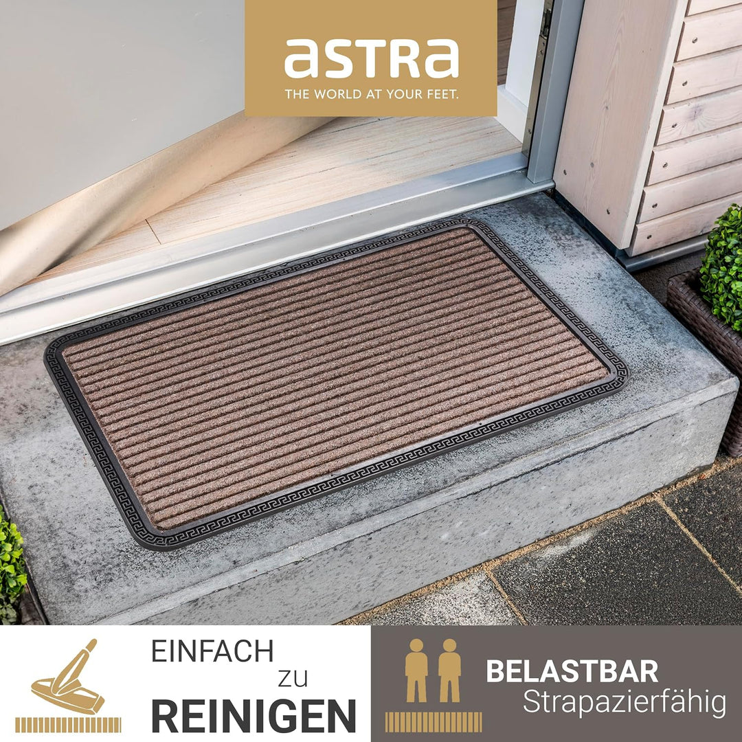 Astra Fussmatte Aussen &amp; Innen - Braun Linien 40 x 60 cm 2er Set (Rechteckig) 40 x 60 cm (Rechteckig