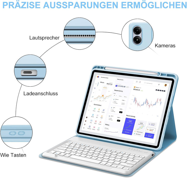 IVEOPPE Hülle mit Tastatur für Redmi Pad Pro 12.1, Tastatur für Xiaomi Poco Pad 2024, Bluetooth Magn