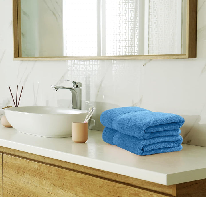 8 teilig Handtücher Set aus Baumwolle mit Aufhänger - 2 Badetuch, 2 Handtücher und 4 Washclappen - (