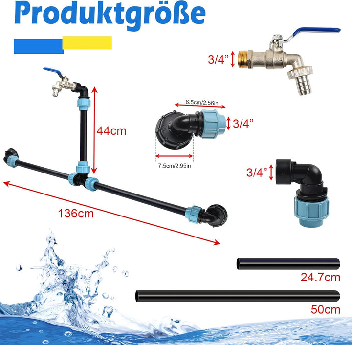 STEEIRO IBC Schwanenhals 3/4" Auslaufhahn,IBC Adapter Tank Ventil Auslaufhahn Wasserhahn für Regenwa