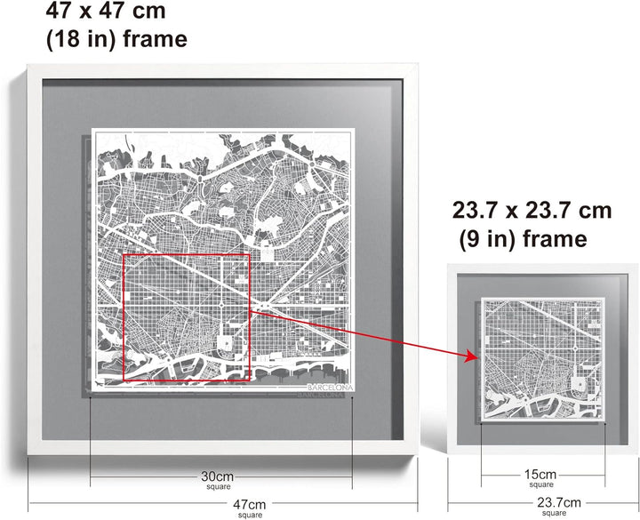 O3 DESIGN STUDIO - Marco de Papel para mapas, 22,8 x 22,8 cm, en Caja de Regalo, Fondo, autocambiant