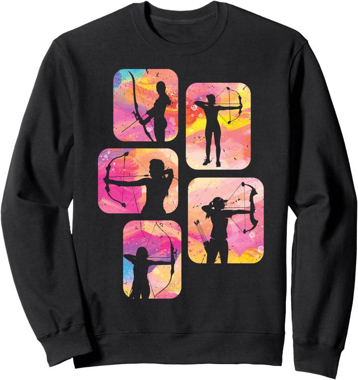 Bogenschützin Langbögen Zielscheibe Retro Bogenschiessen Sweatshirt
