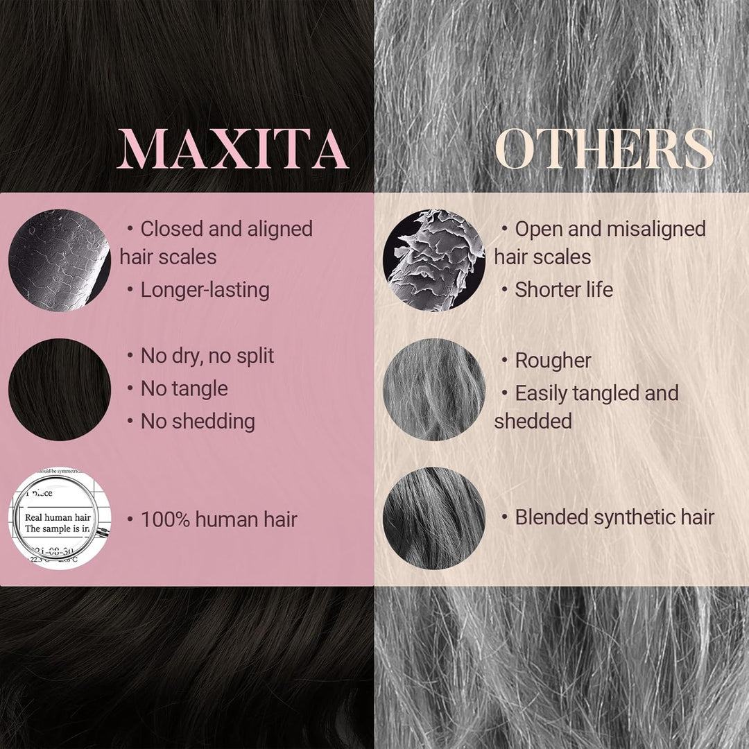 MAXITA Clip in Haarverlängerungen Echthaar Remy 12 Zoll 75 g 7 Stück Dunkelbraun 12 Zoll – 75 g – 7